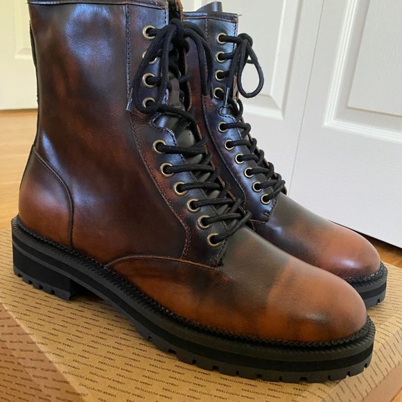 NWT Urban Outfitters Leather Brown Combat Boots Size Men's 9/EU 42 - Picture 2 of 11